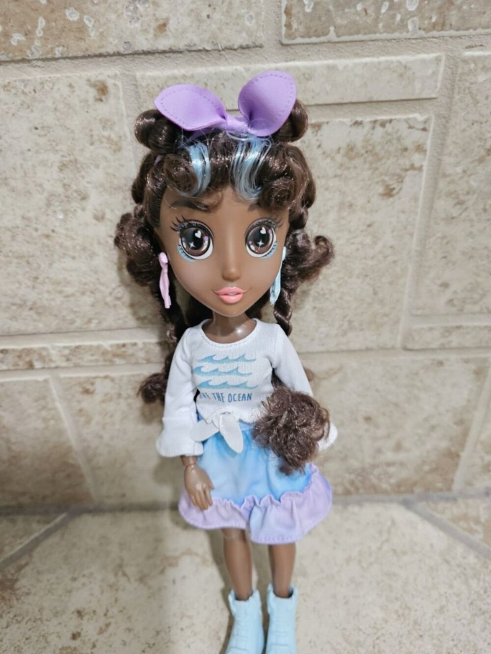 B-Kind Koral Eco Fashion Doll 10" Ocean Outfit Curly Hair Purple Bow